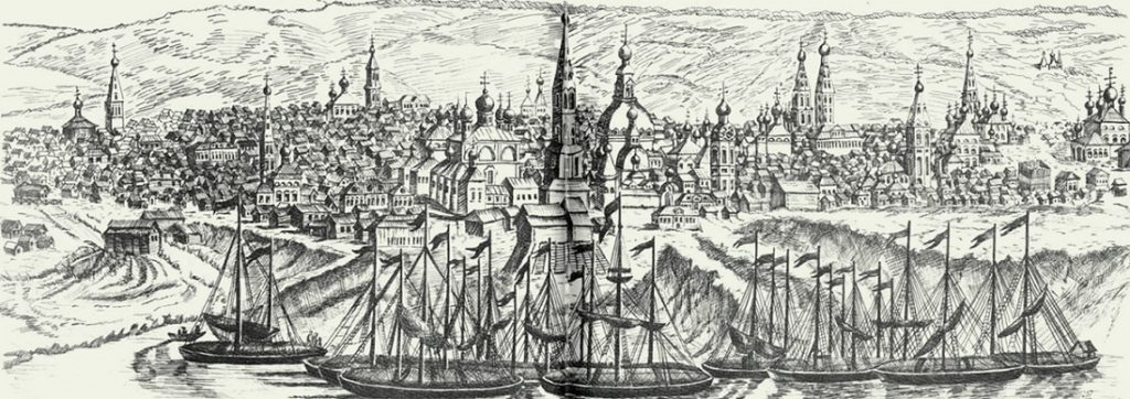 Город Чебоксары с гравюры Свечина (1766-1769 гг.