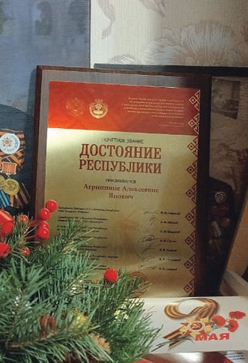 Признанием боевых заслуг Агриппины Алексеевны стало множество орденов и медалей, ее имя внесено в Книги почетных граждан Чувашской Республики и города Чебоксары